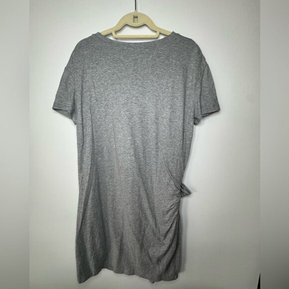 Vince Scoop Neck Grey T-Shirt Dress – Side Tie, Size Large - Picture 4 of 10